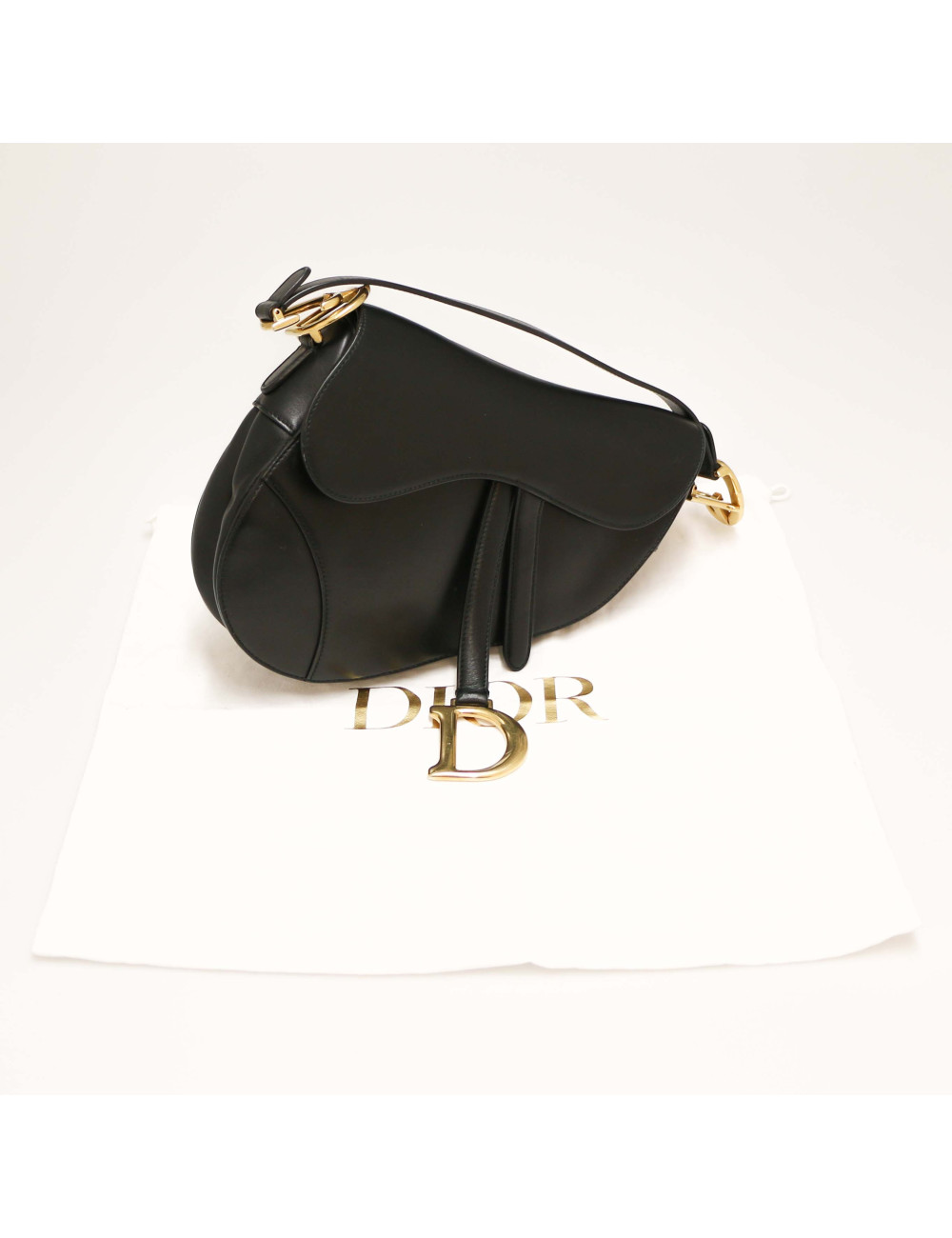 Sac Saddle DIOR cuir lisse noir