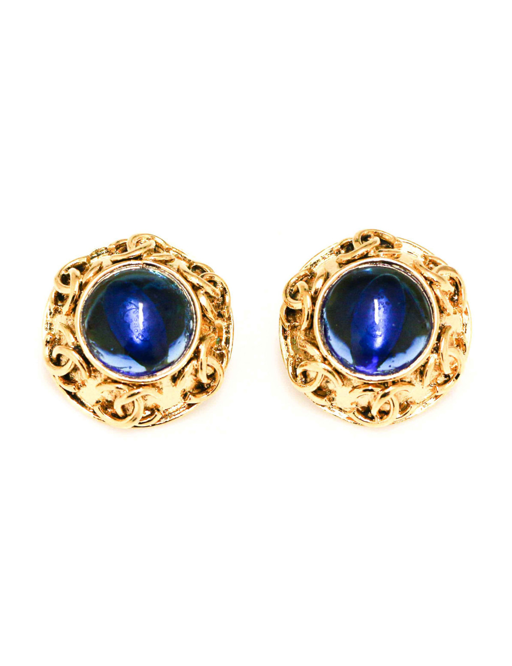 Clip on CHANEL bleu et doré