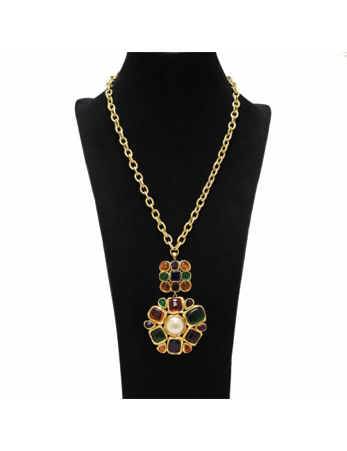 Sautoir pendentif CHANEL 1994 pâte de verre