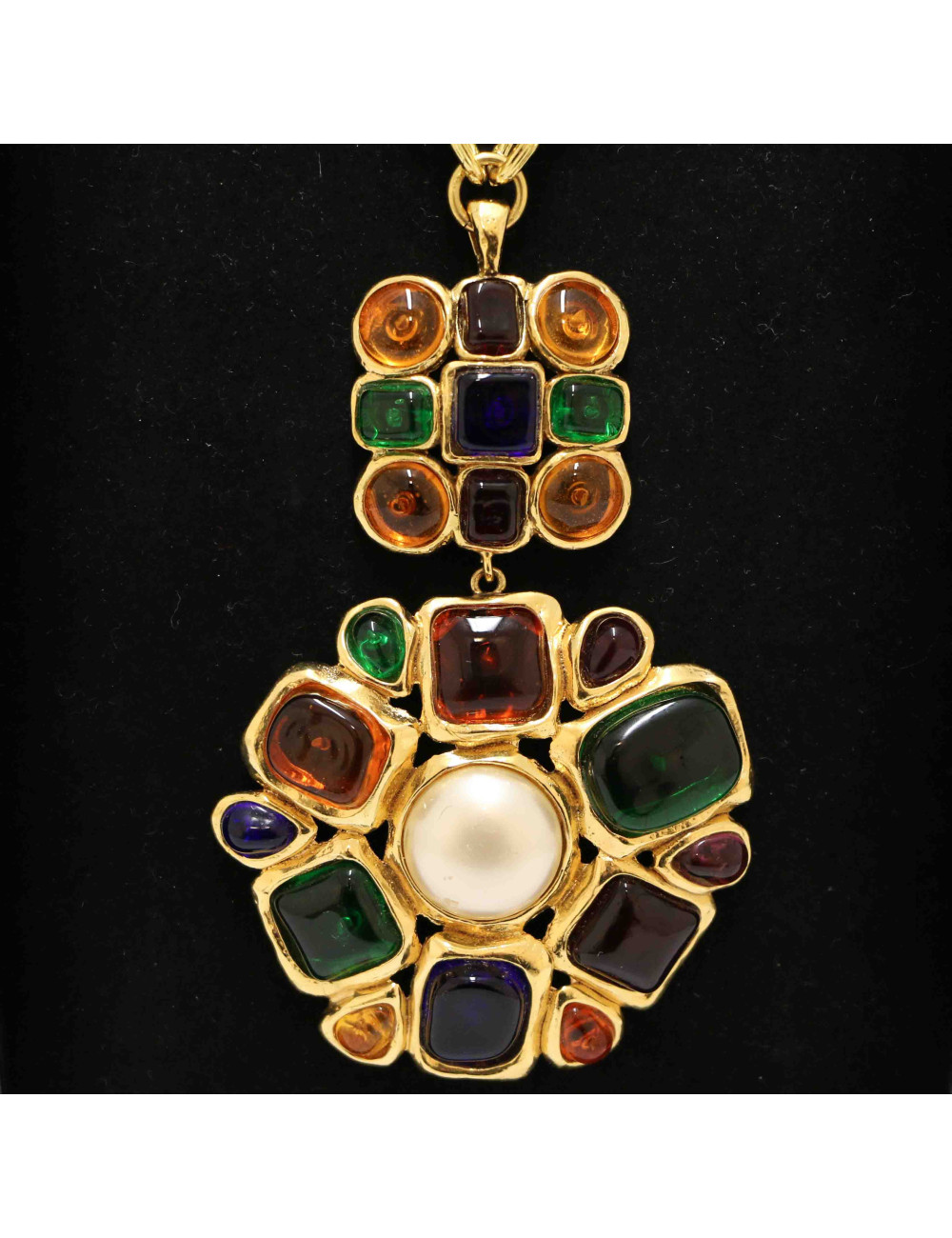 Sautoir pendentif CHANEL 1994 pâte de verre