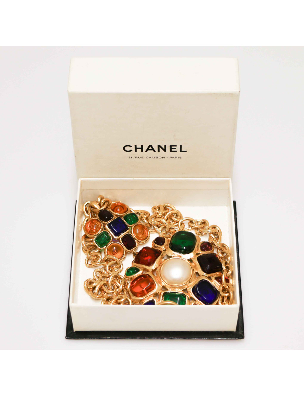 Sautoir pendentif CHANEL 1994 pâte de verre