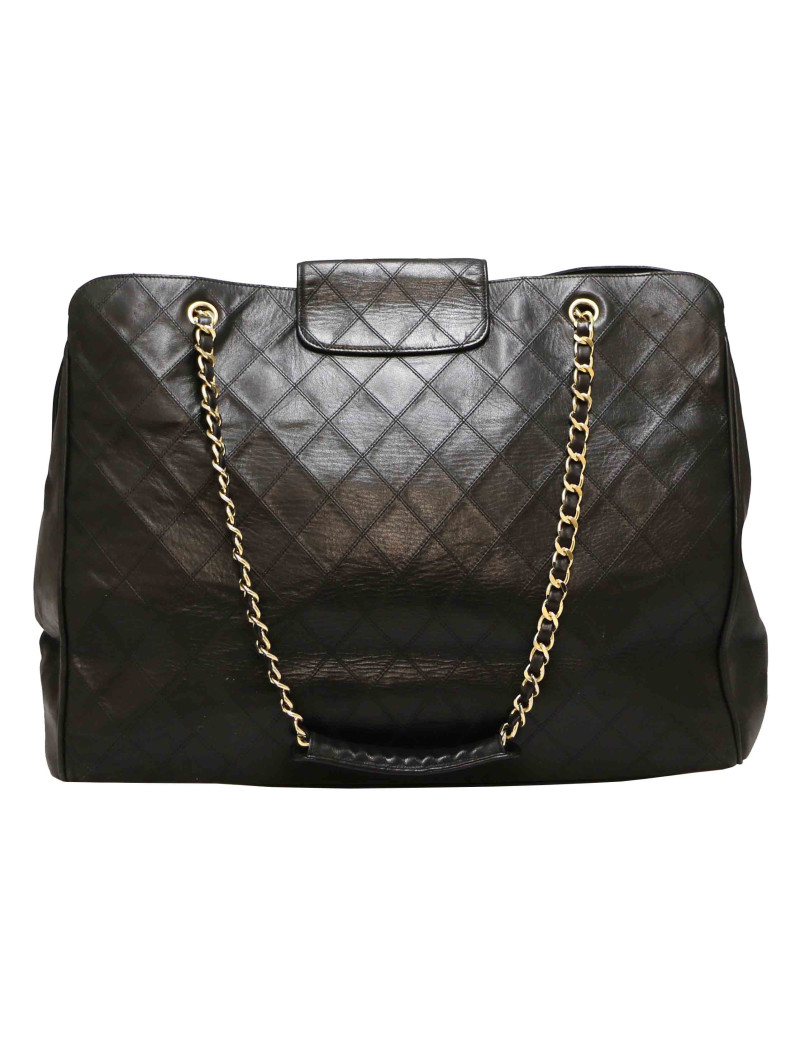 Maxi sac de weekend CHANEL matelassé noir Vintage