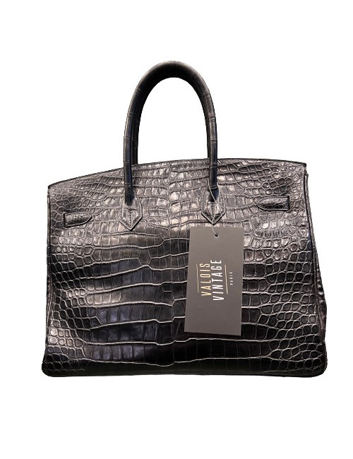 Birkin 35 HERMES porosus noir