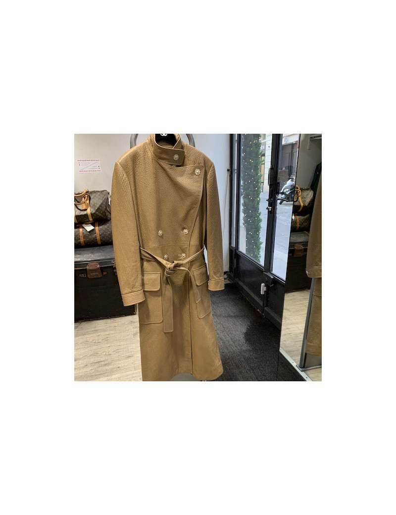 Manteau CHANEL cuir beige