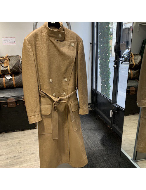 Manteau CHANEL cuir beige