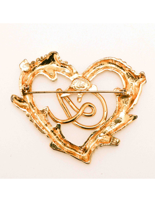 CHRISITIAN LACROIX vintage gilded heart brooch