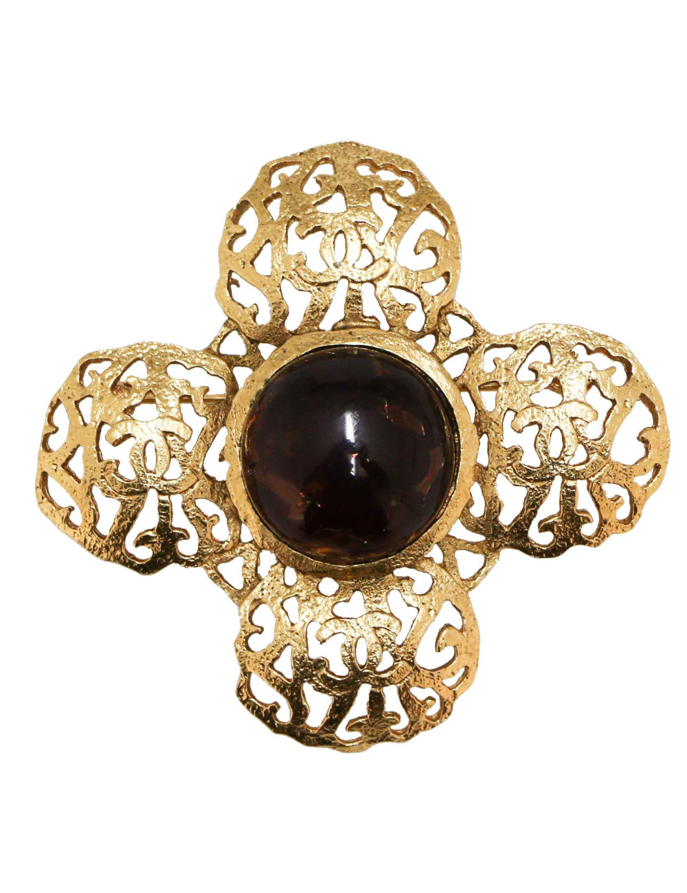 Broche vintage CHANEL pâte de verre