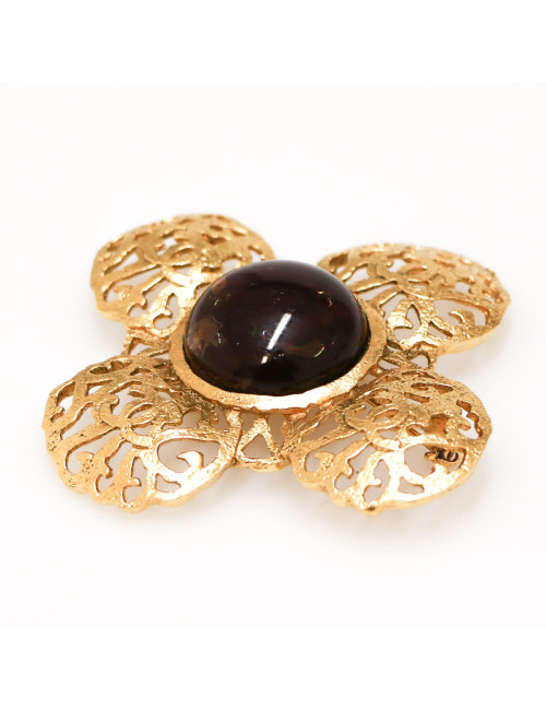 Broche vintage CHANEL pâte de verre