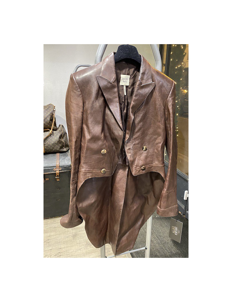 Veste HERMES cuir queue de pie