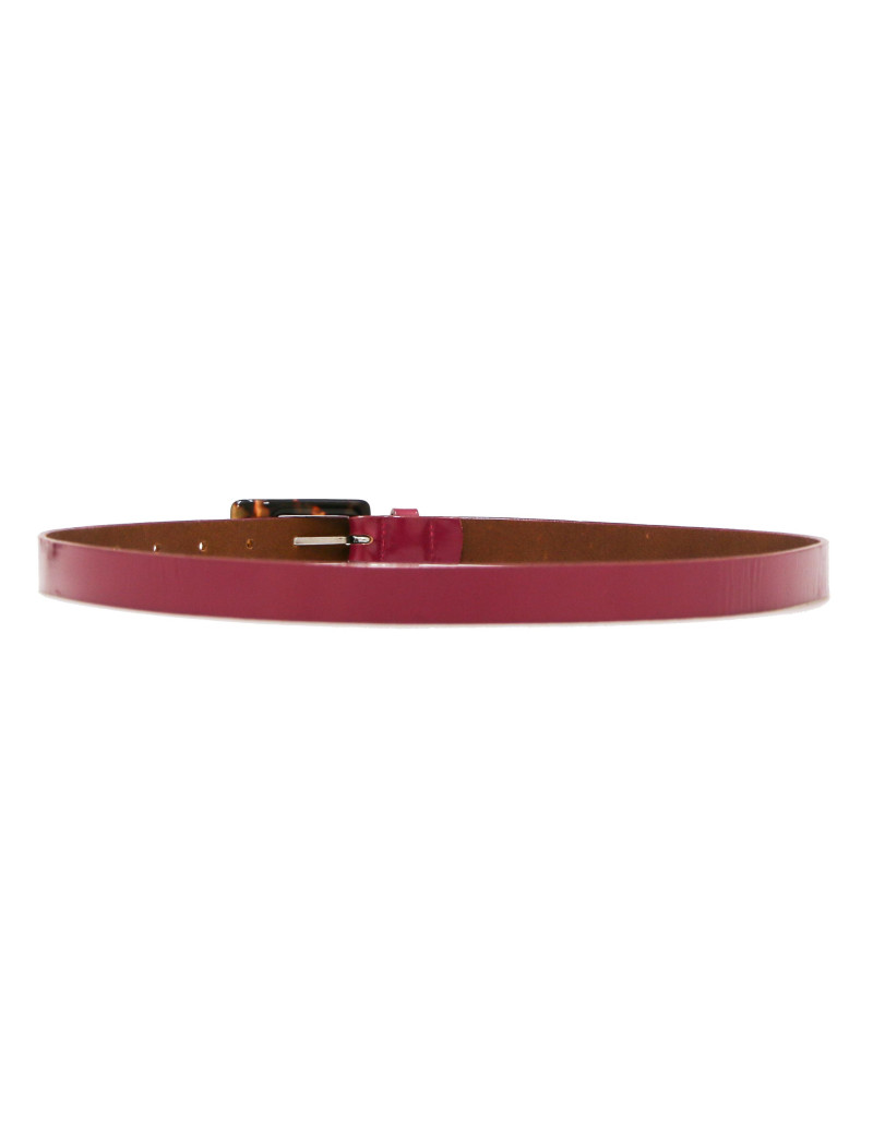 Ceinture fine PINKO cuir verni rose et boucle façon écaille