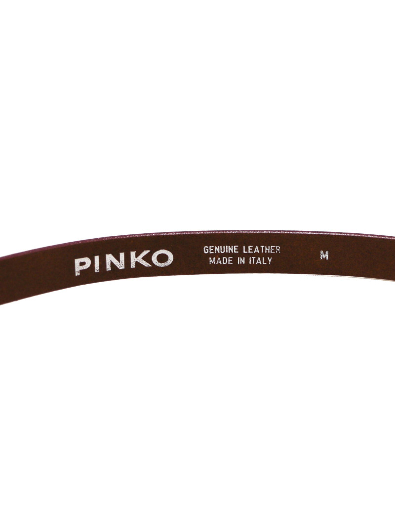 Ceinture fine PINKO cuir verni rose et boucle façon écaille