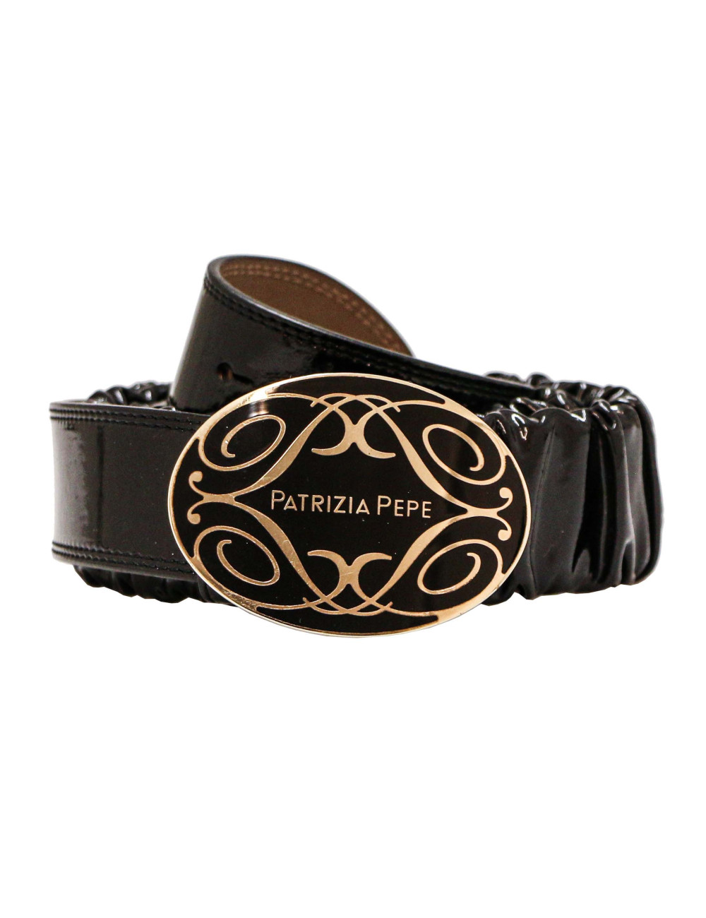 Ceinture cuir verni noir avec boucle « PATRIZIA PEPE »