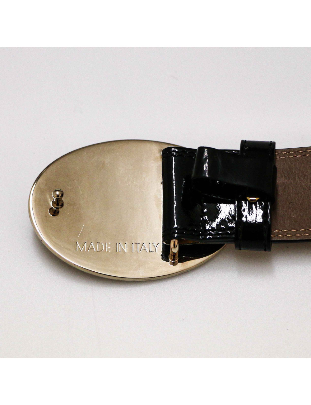 Ceinture cuir verni noir avec boucle « PATRIZIA PEPE »