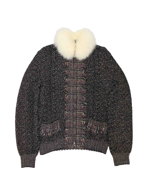 Gilet T 46 CHANEL laine fils argent multicolore