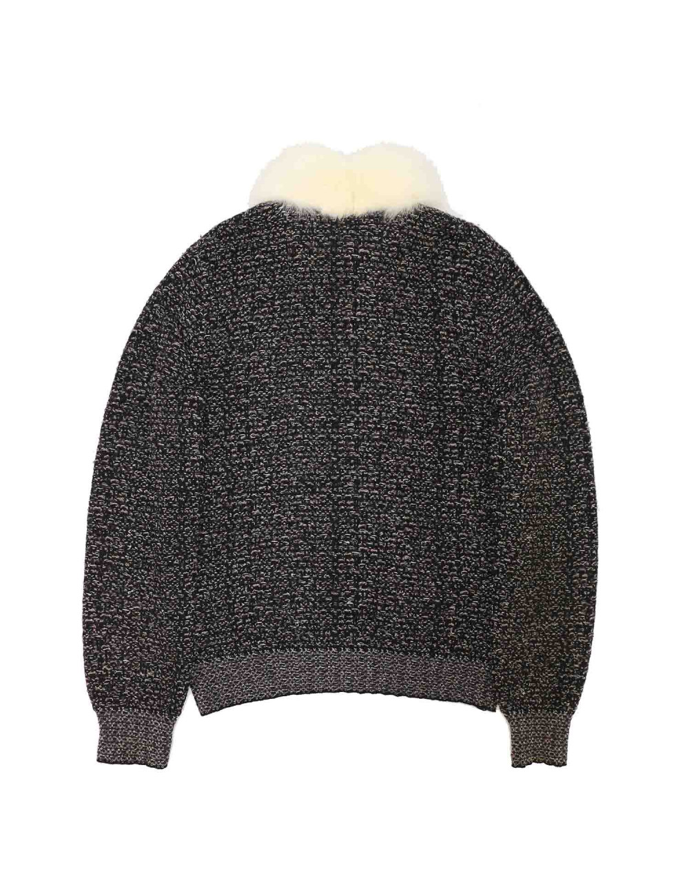 CHANEL wool cardigan with silver and multicolor threads