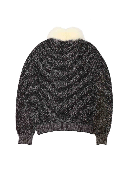 CHANEL wool cardigan with silver and multicolor threads