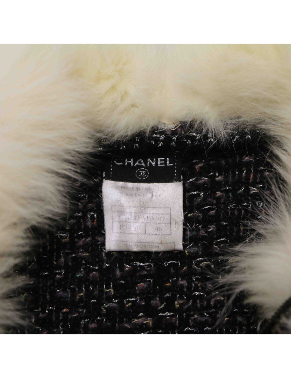 CHANEL wool cardigan with silver and multicolor threads