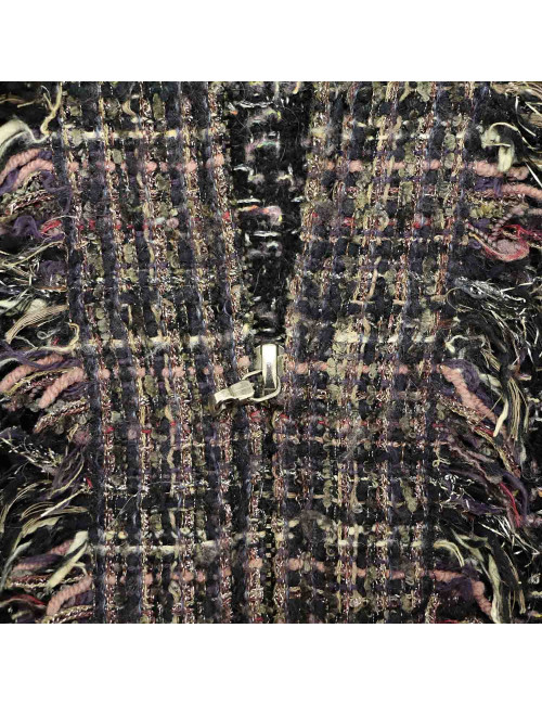 CHANEL wool cardigan with silver and multicolor threads