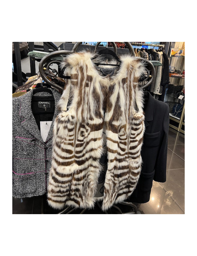 Veste sans manche SIMONE TARAVILLA blanc et marron