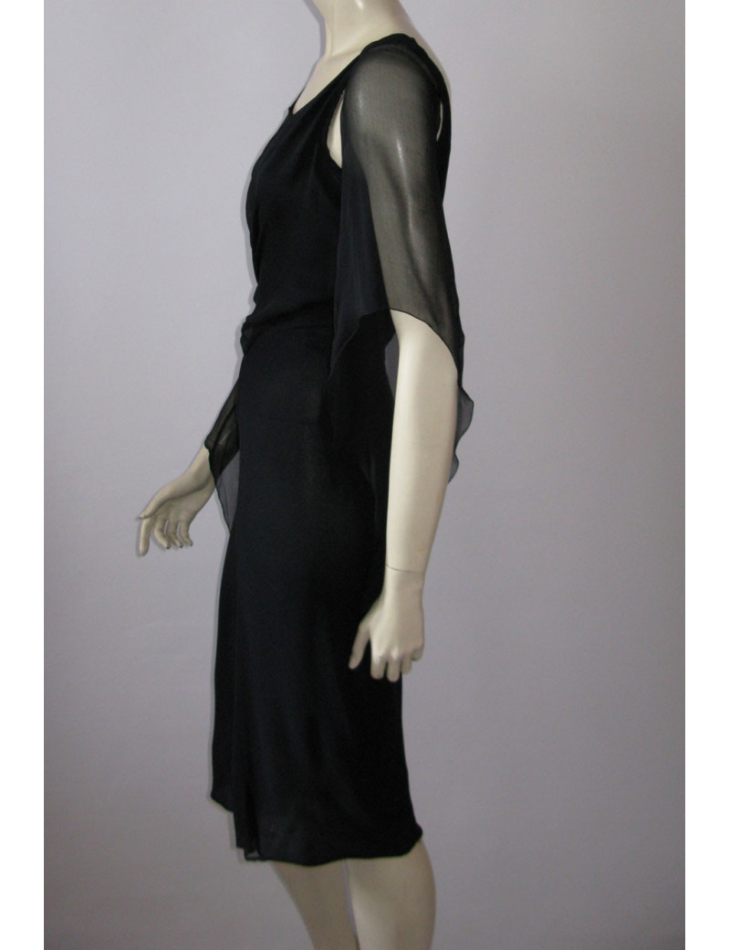 robe Chanel en soie noire T38