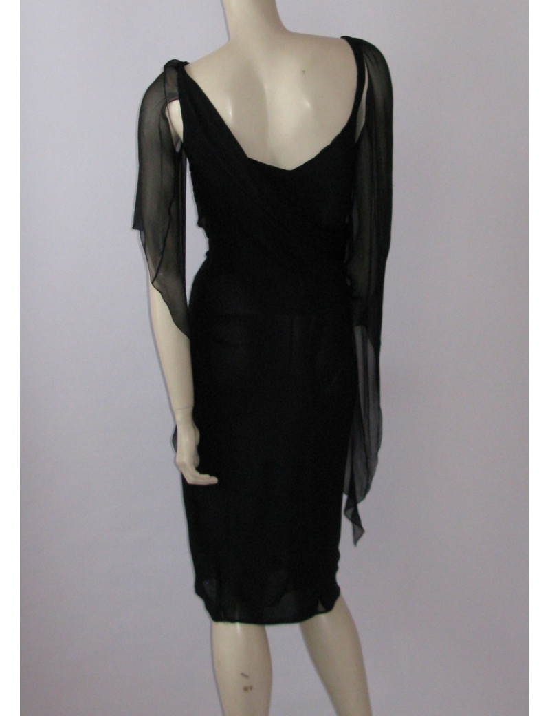 robe Chanel en soie noire T38