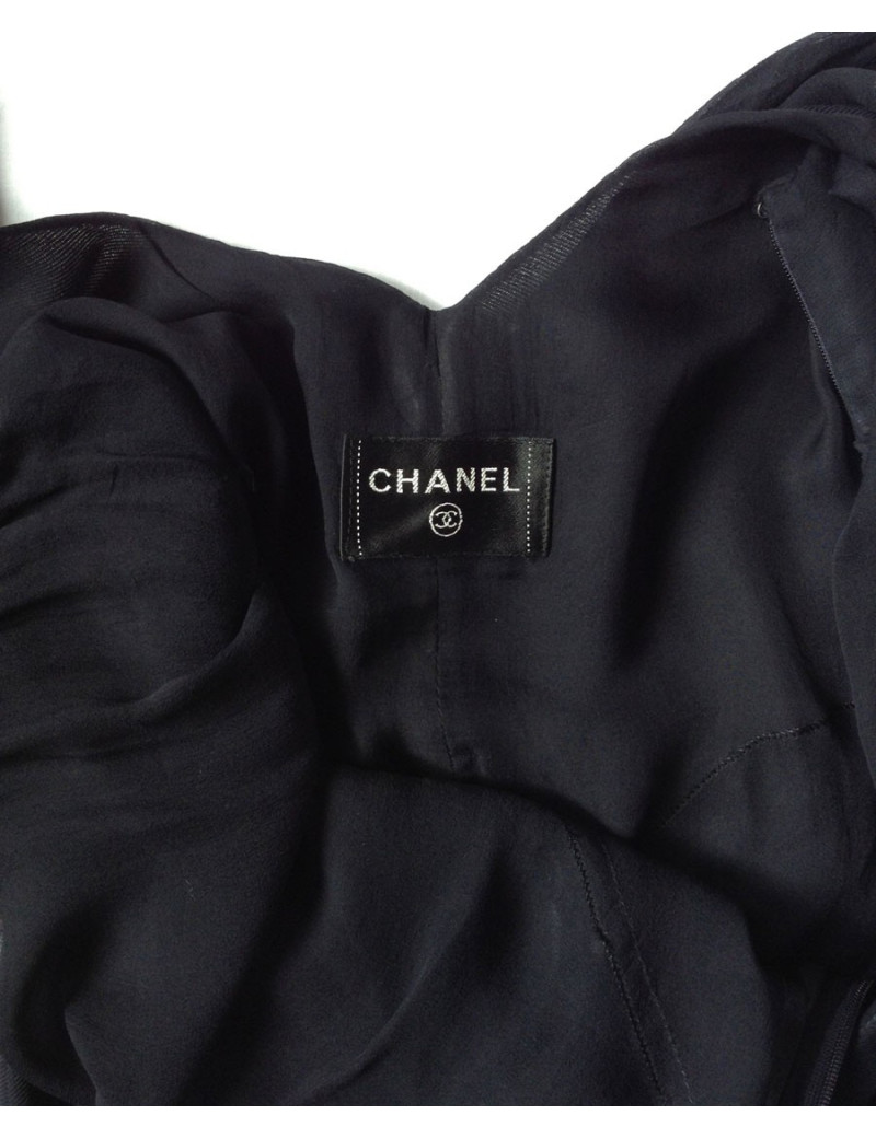 robe Chanel en soie noire T38