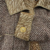  Veste CHANEL T 36 laine bicolore marron et beige avec haut en soie lamé or 