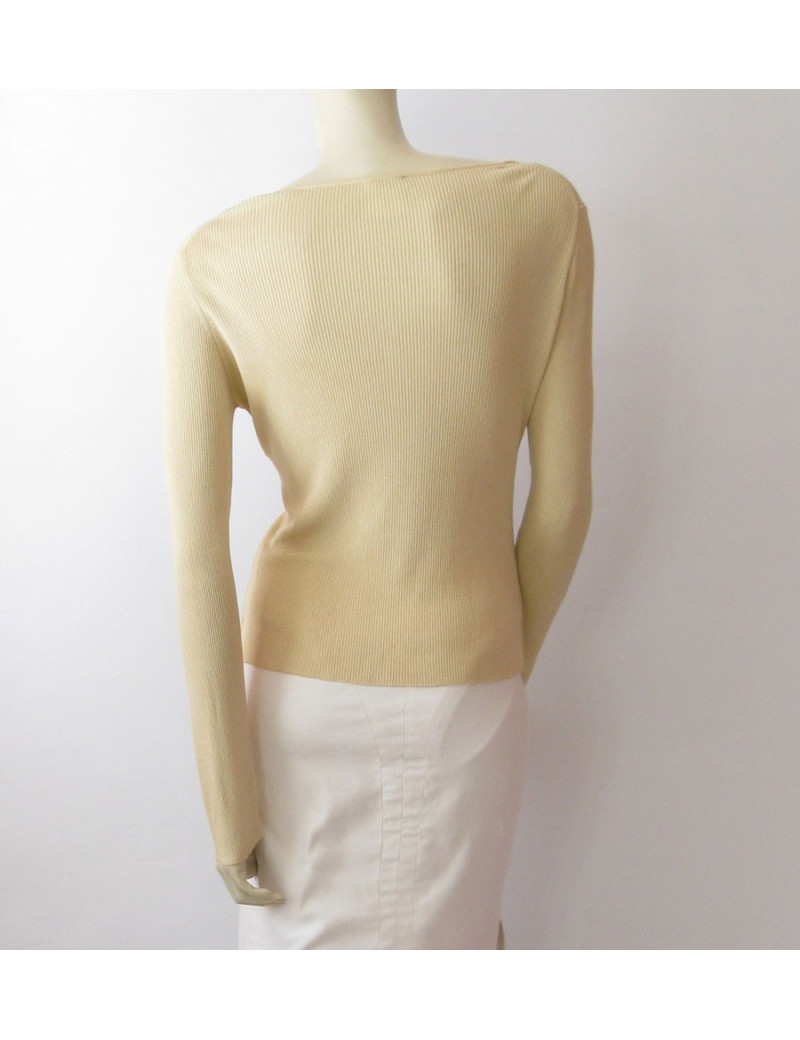 gilet CHANEL beige CC strass t 44