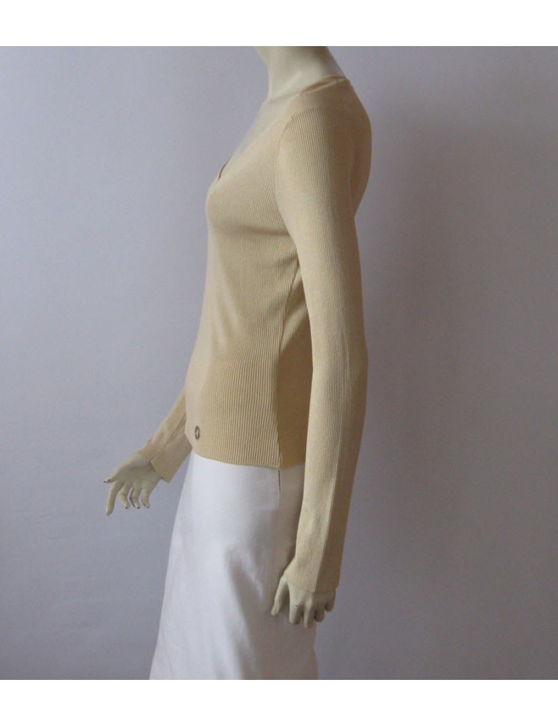 Gilet CHANEL beige CC strass t 44