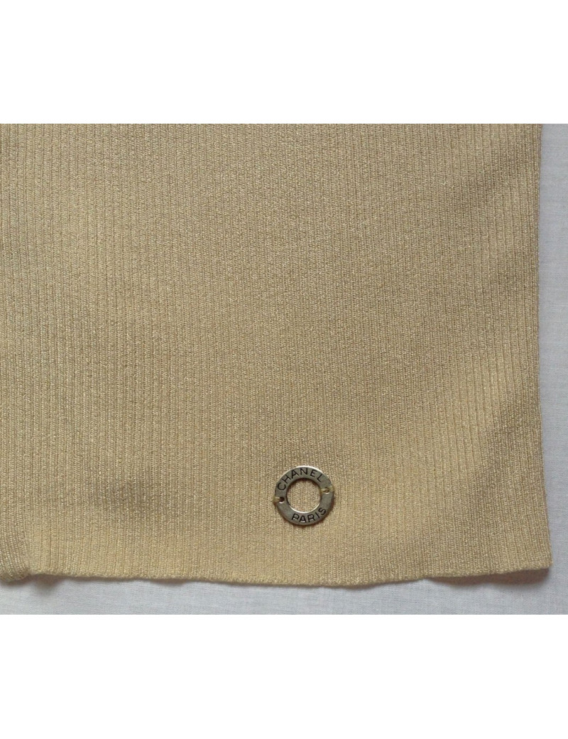 Gilet CHANEL beige CC strass t 44
