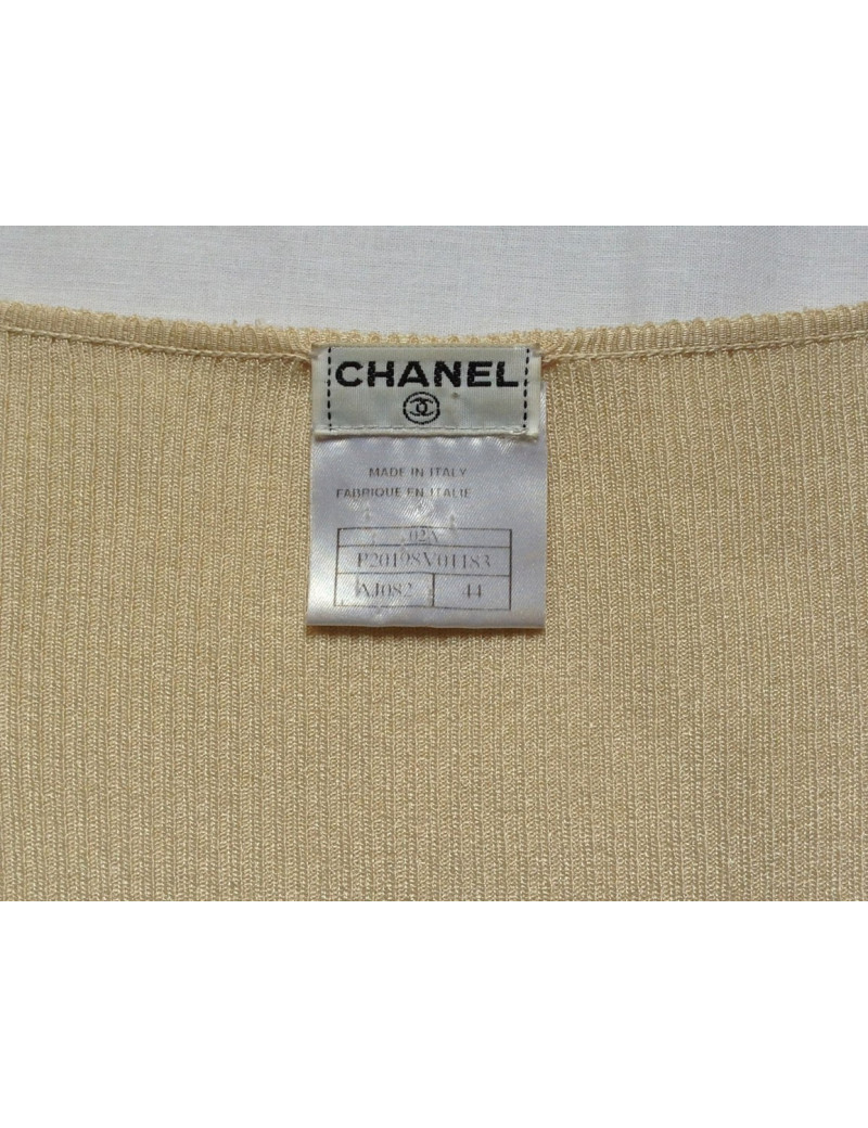 gilet CHANEL beige CC strass t 44