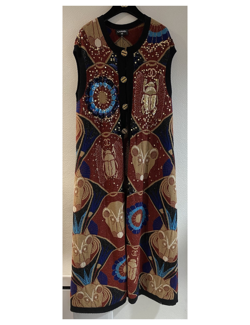 Long gilet CHANEL cachemire Paris-NEW YORK 