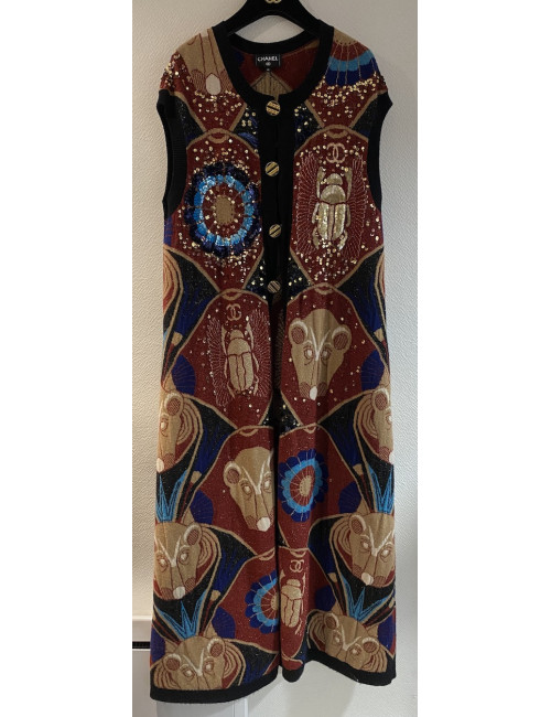 Long gilet CHANEL cachemire Paris-NEW YORK 