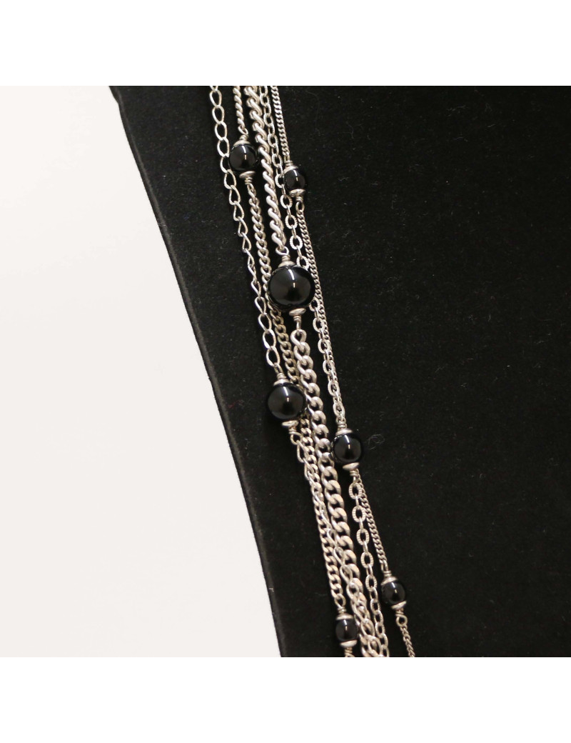 Sautoir Camélia CHANEL multirangs argent