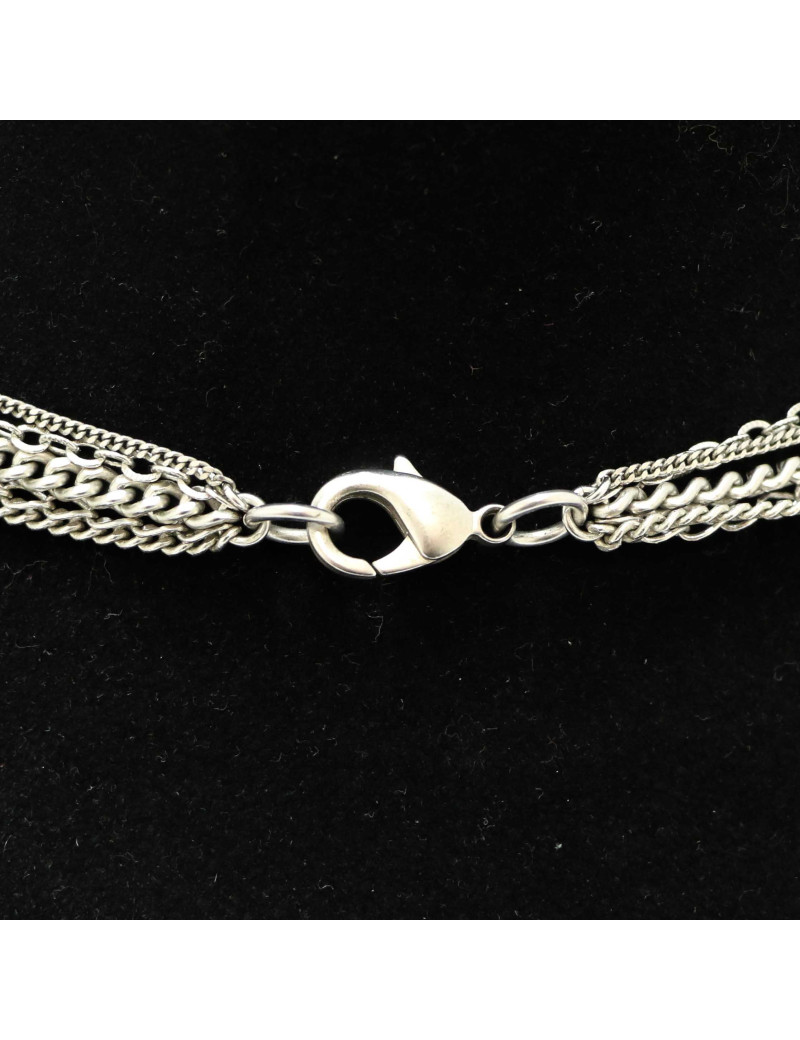 Sautoir Camélia CHANEL multirangs argent