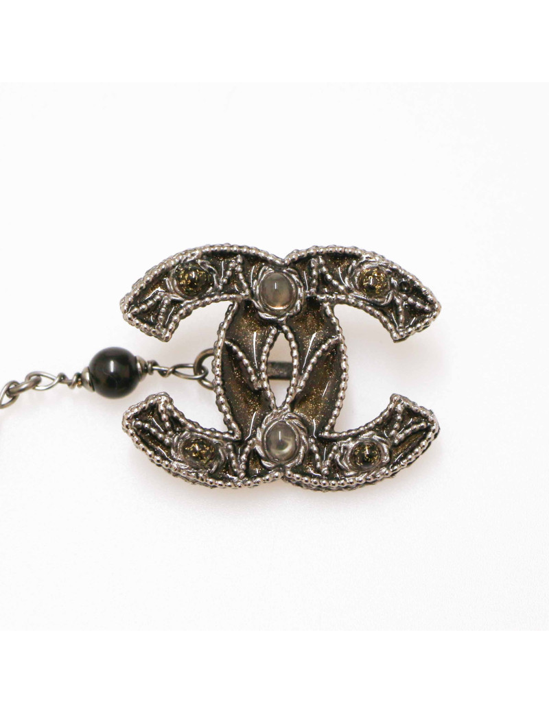 Ceinture sautoir CHANEL chaine perles ambre irisé