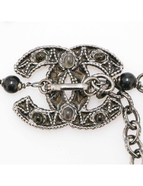 Ceinture sautoir CHANEL chaine perles ambre irisé