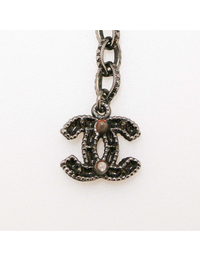 Ceinture sautoir CHANEL chaine perles ambre irisé