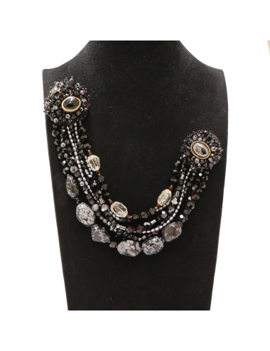 Broche chatelaine CHANEL multirangs pierres