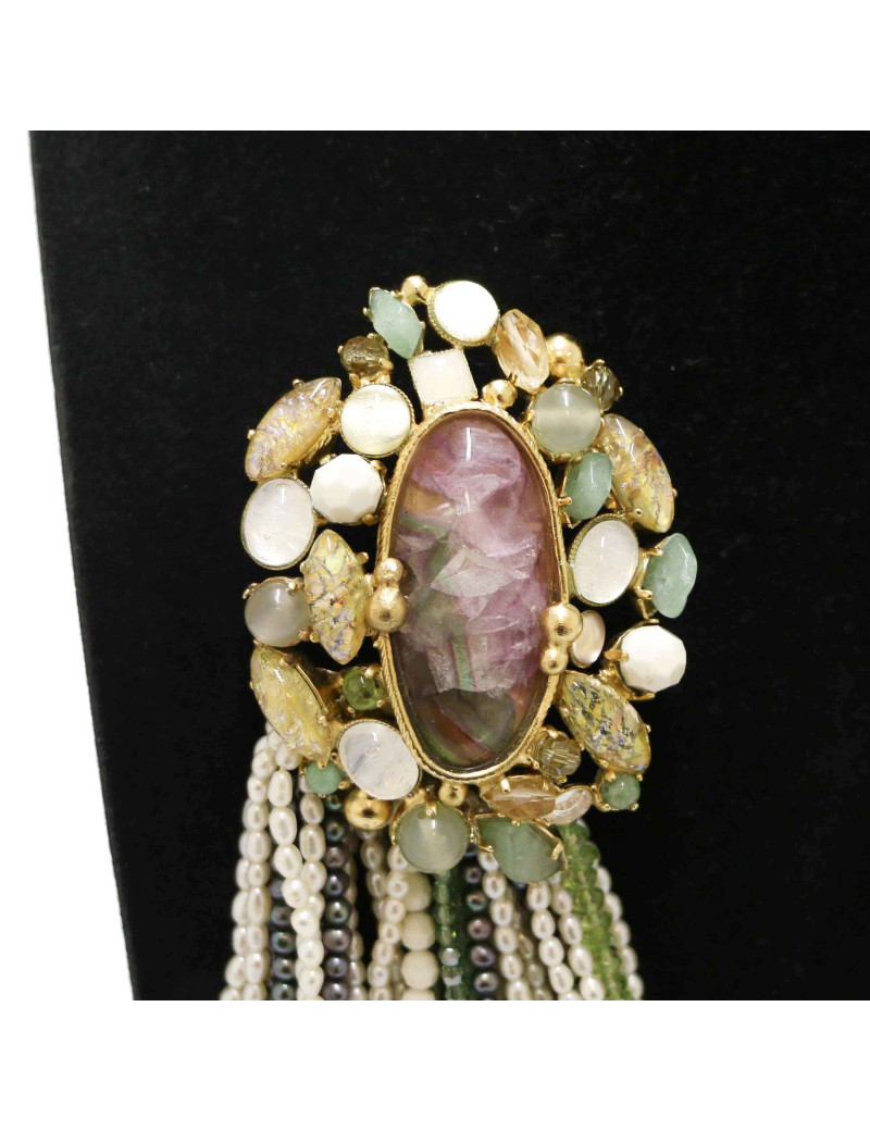 CHANEL pearls and stones chatelaine brooch