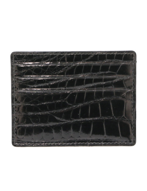 Porte cartes de credit crocodile noir