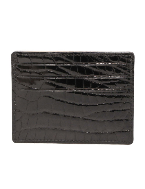 Porte cartes de credit crocodile noir