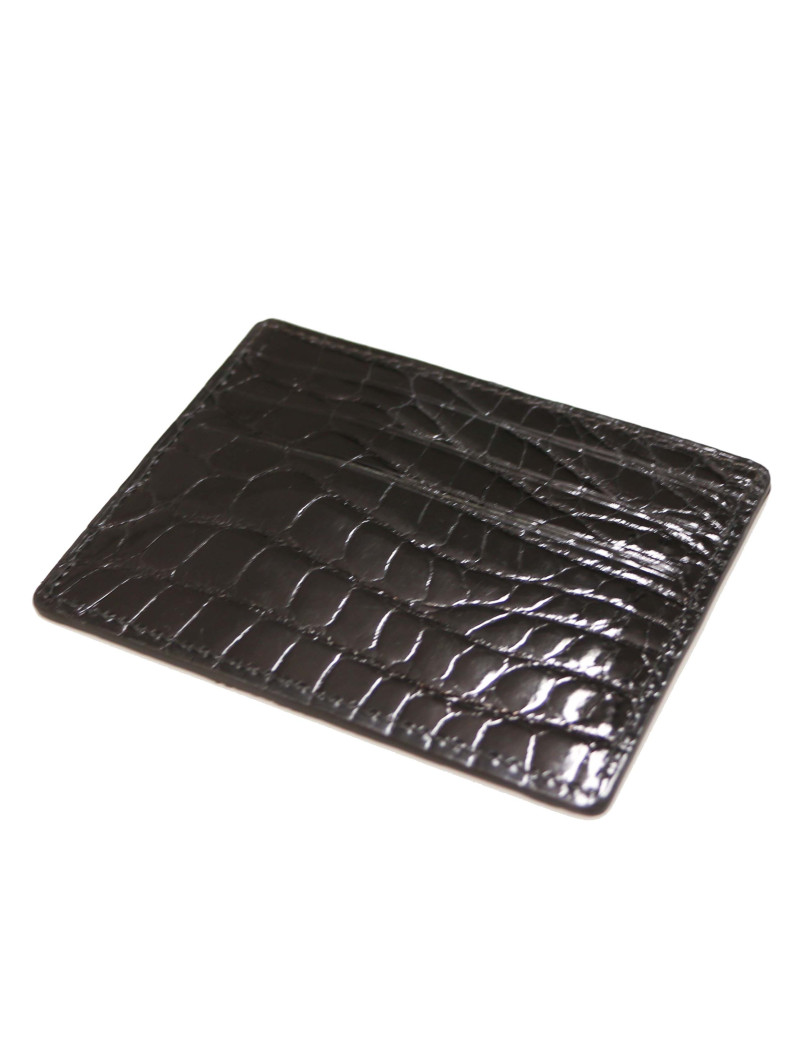 Porte cartes de credit crocodile noir