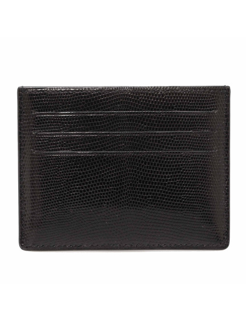 Porte-cartes de credit lezard noir