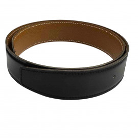 HERMES reversible 'H' belt in black box leather size 65