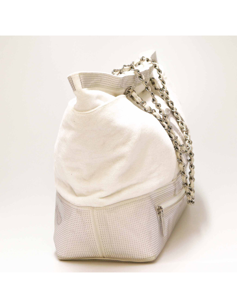 Grand sac de plage CHANEL éponge blanc
