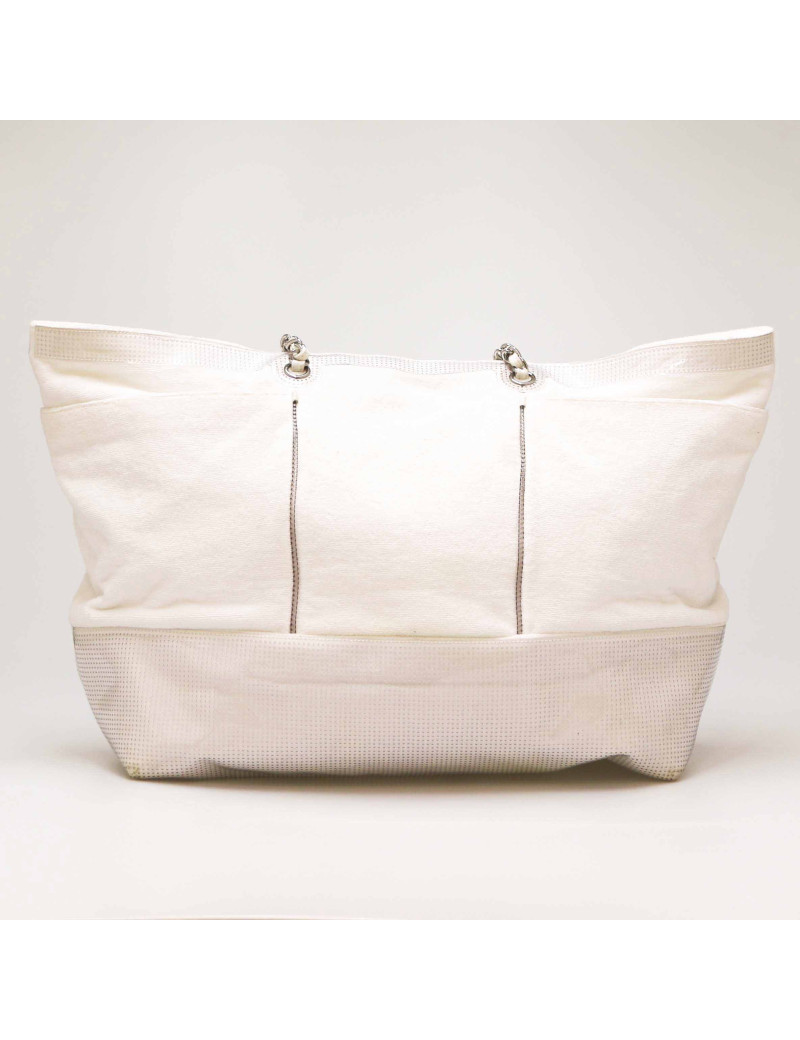 Grand sac de plage CHANEL éponge blanc