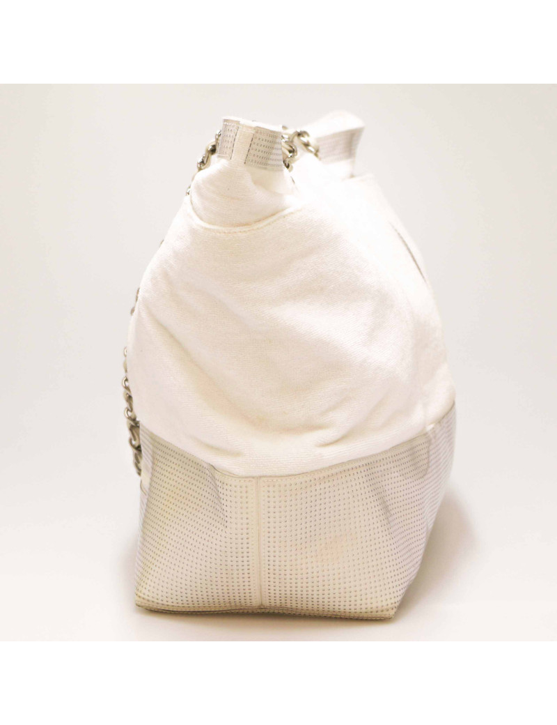 Grand sac de plage CHANEL éponge blanc