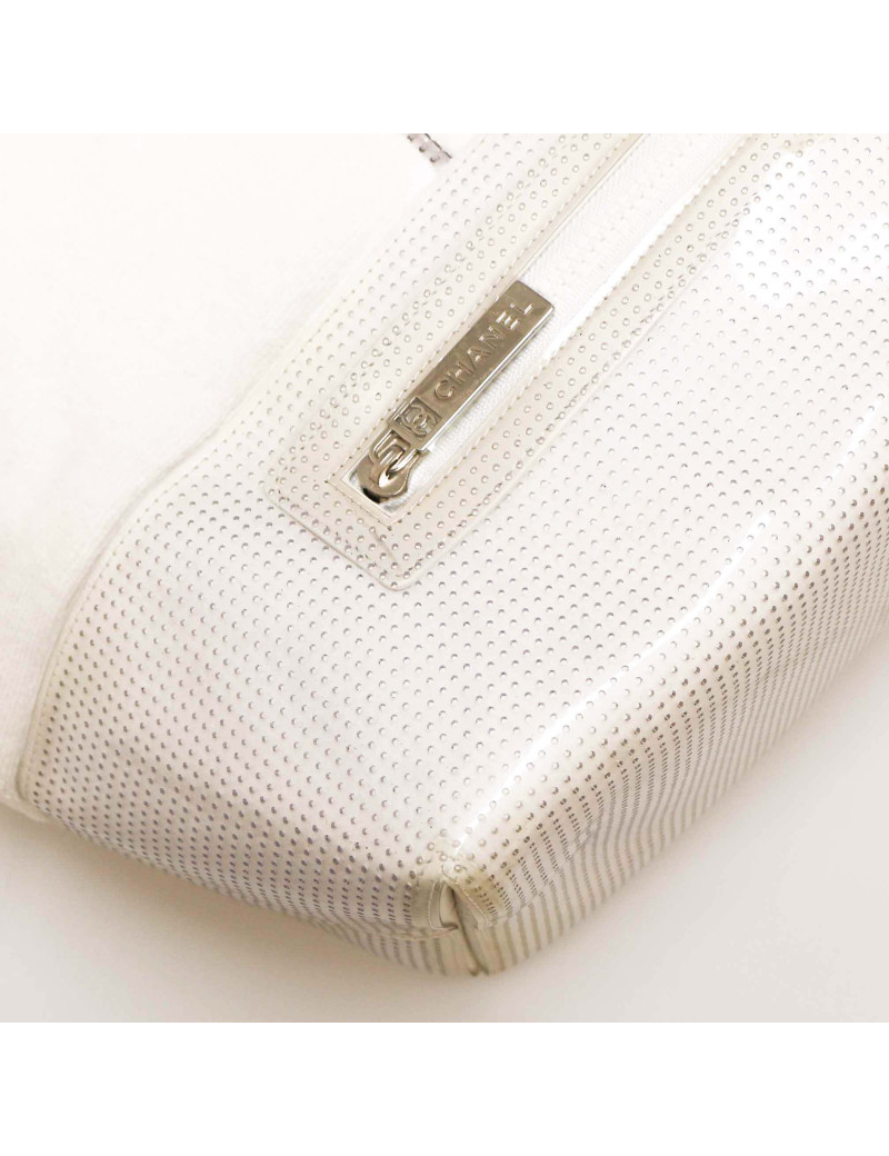 Grand sac de plage CHANEL éponge blanc