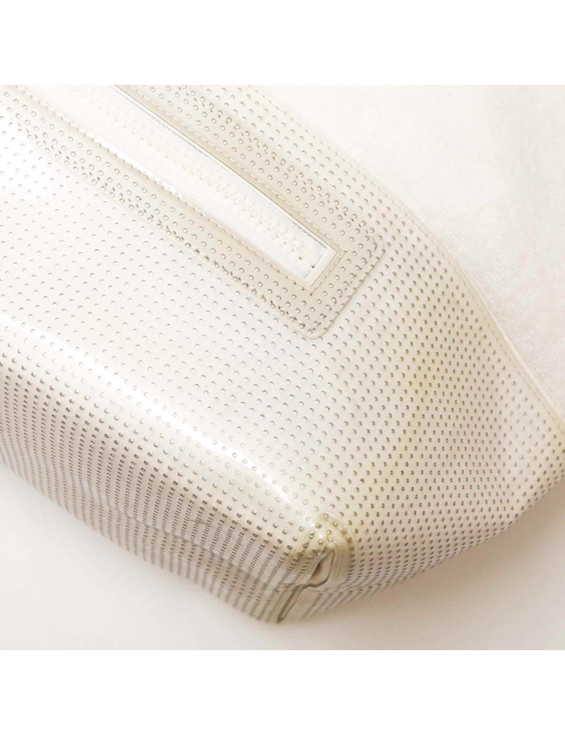 Grand sac de plage CHANEL éponge blanc